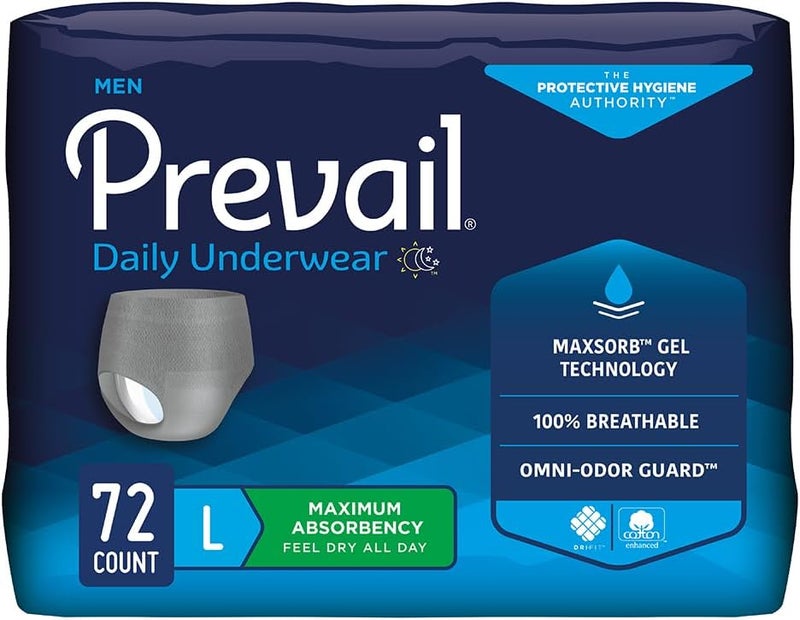 Prevail Proven | Large Pull-Up | Men's Incontinence Protective Underwear | Maximum Absorbency |18 Count (Pack of 4) - Image 1